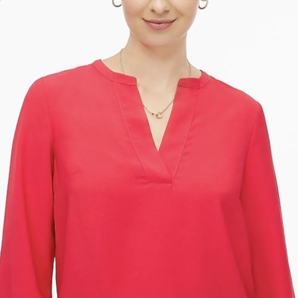 J. Crew Women Blouse Open V-neck Top Crepe Pink Size Small - Picture 4 of 12